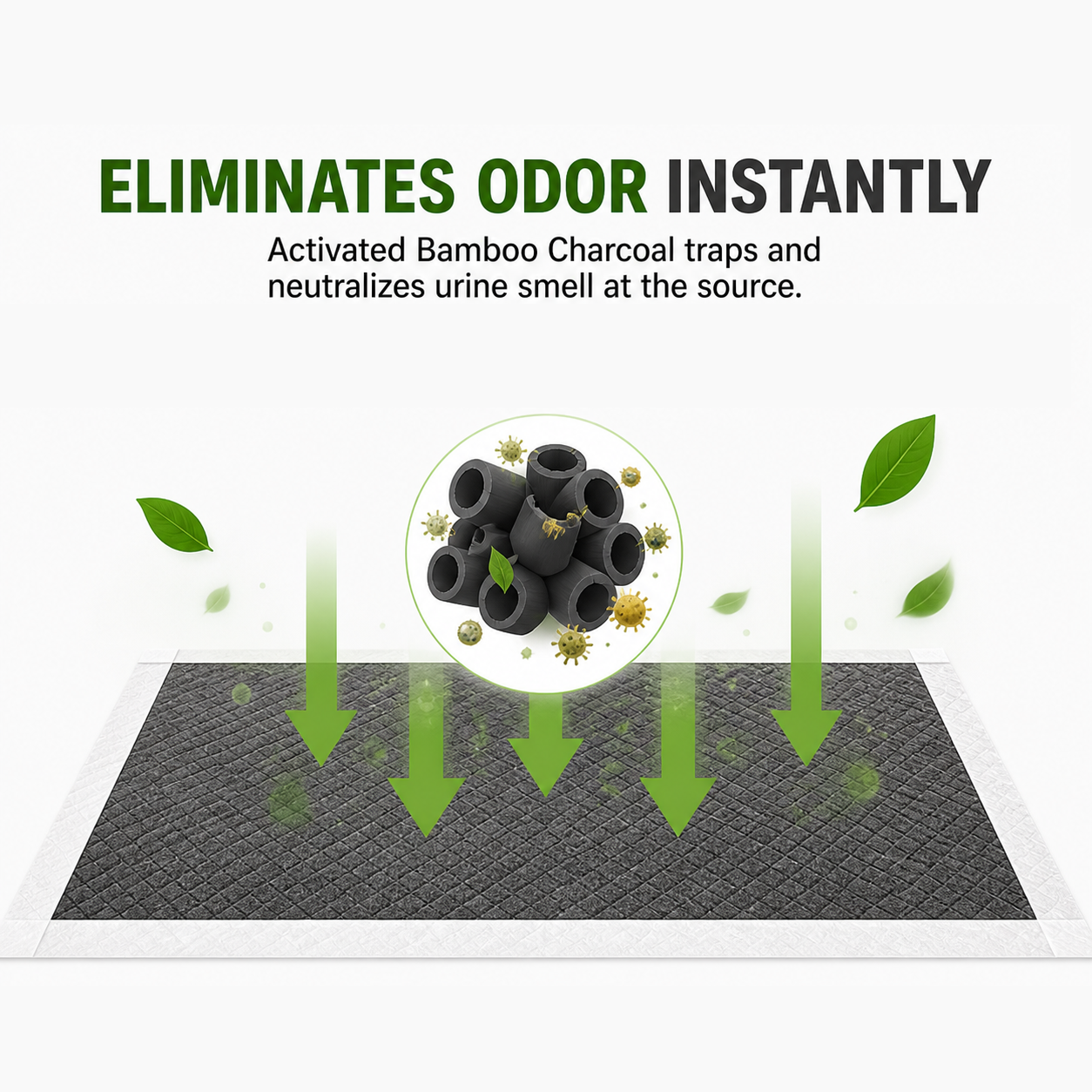 Bamboo charcoal layer eliminates odor